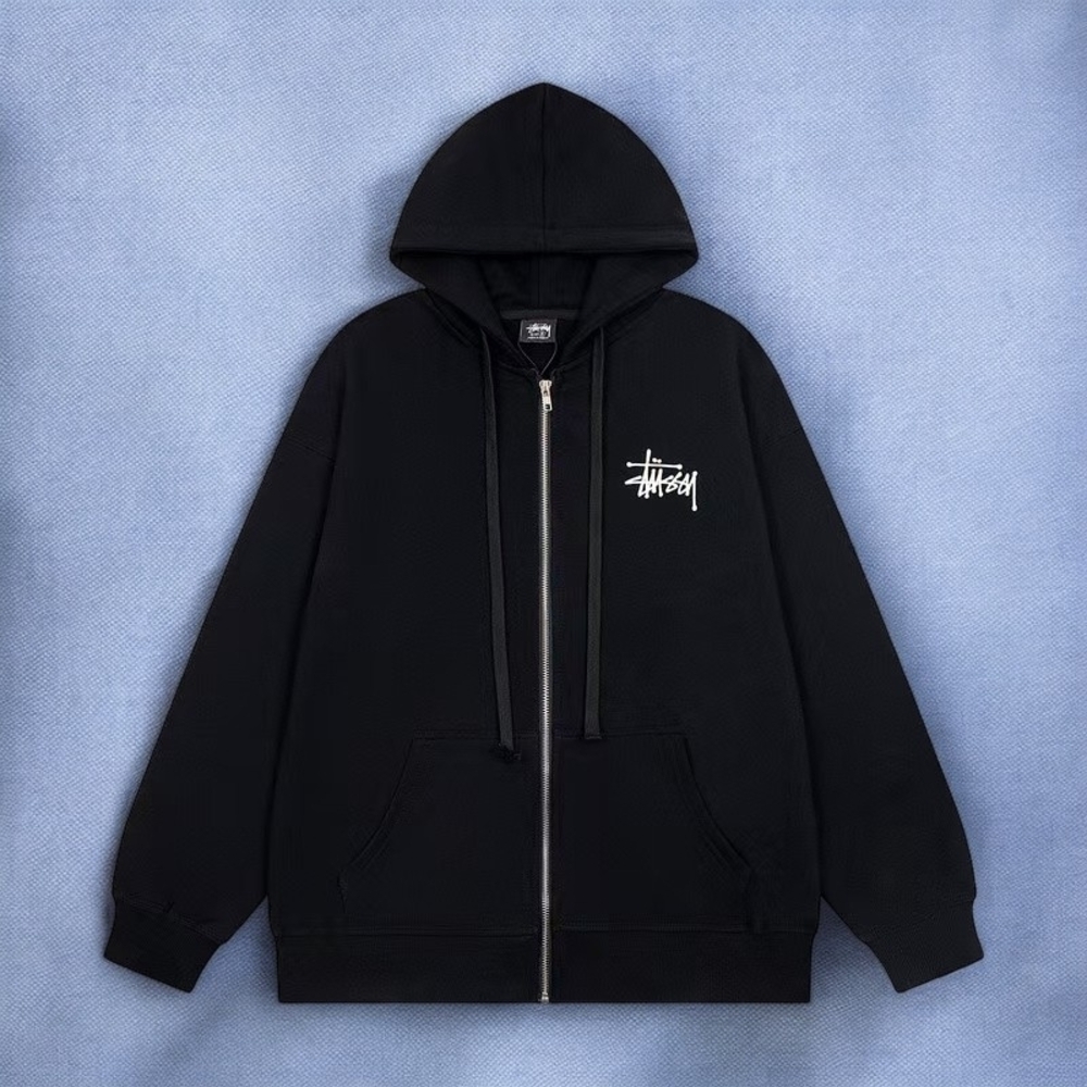 Stussy Black Hoodie with White Logo - Picture 7 of 10